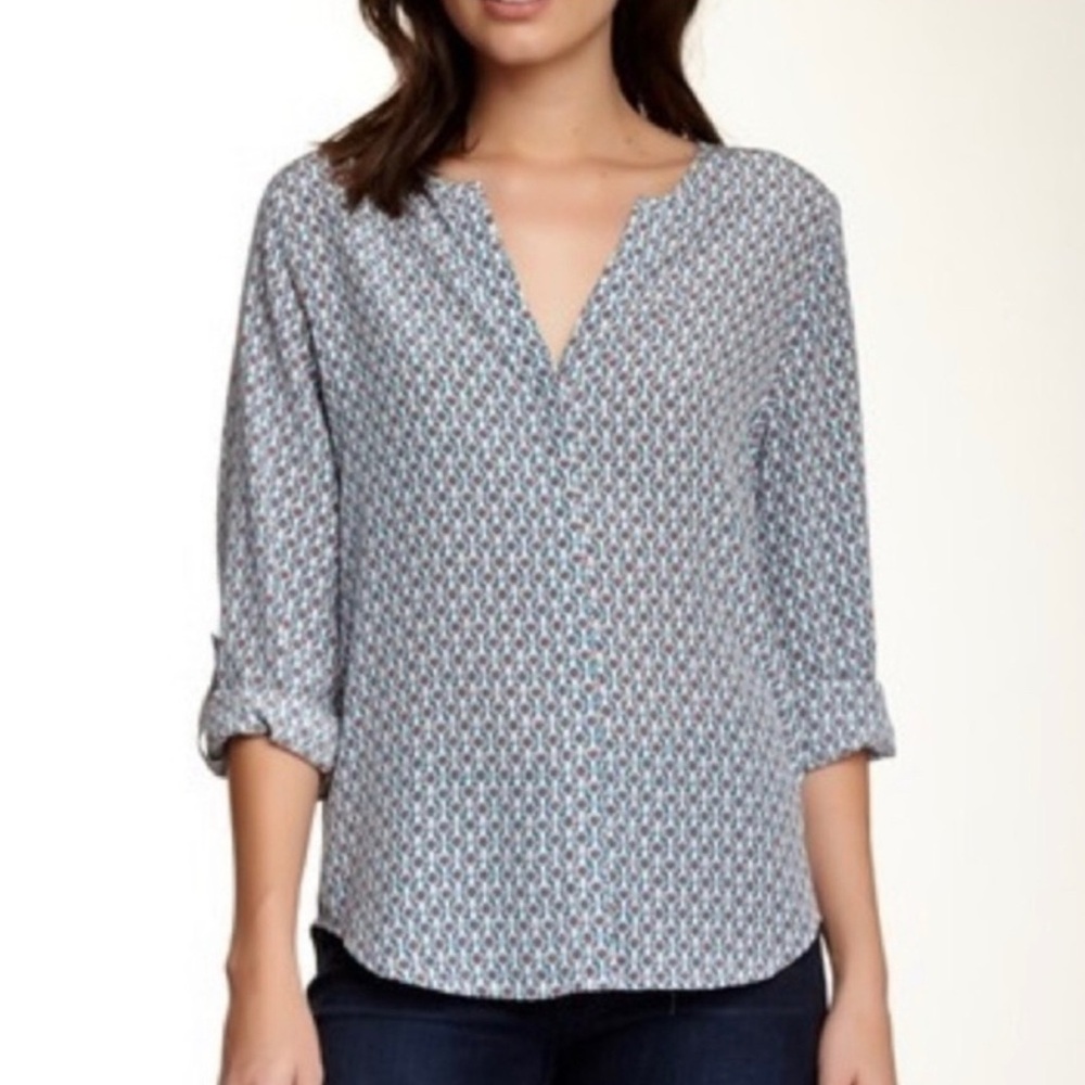 Joie Silk Violette Peacock Long Sleeve Blouse